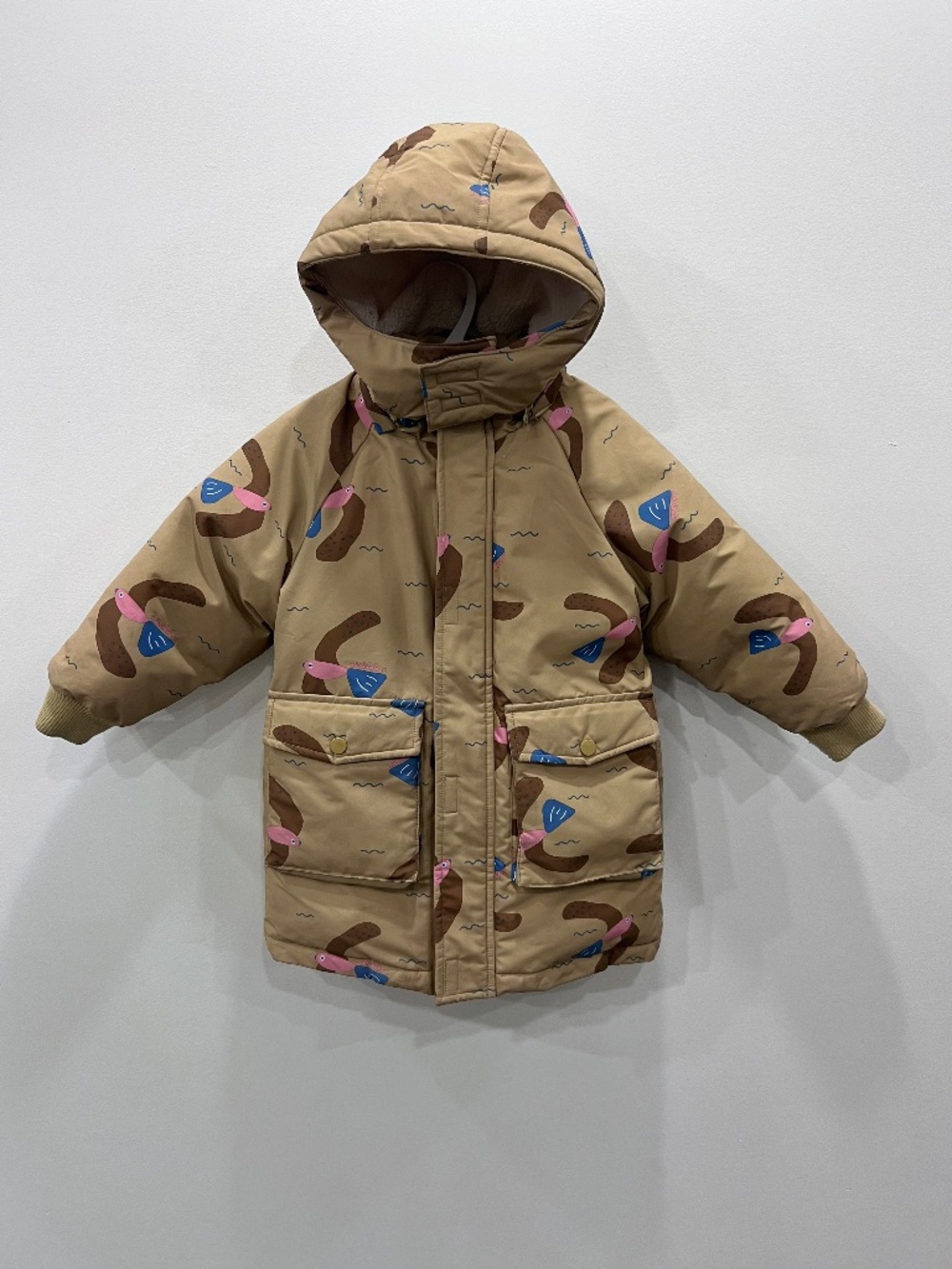 Mini Balabala Kids Winter Parka 5Y 110 Bird Print Sherpa Hood Coat